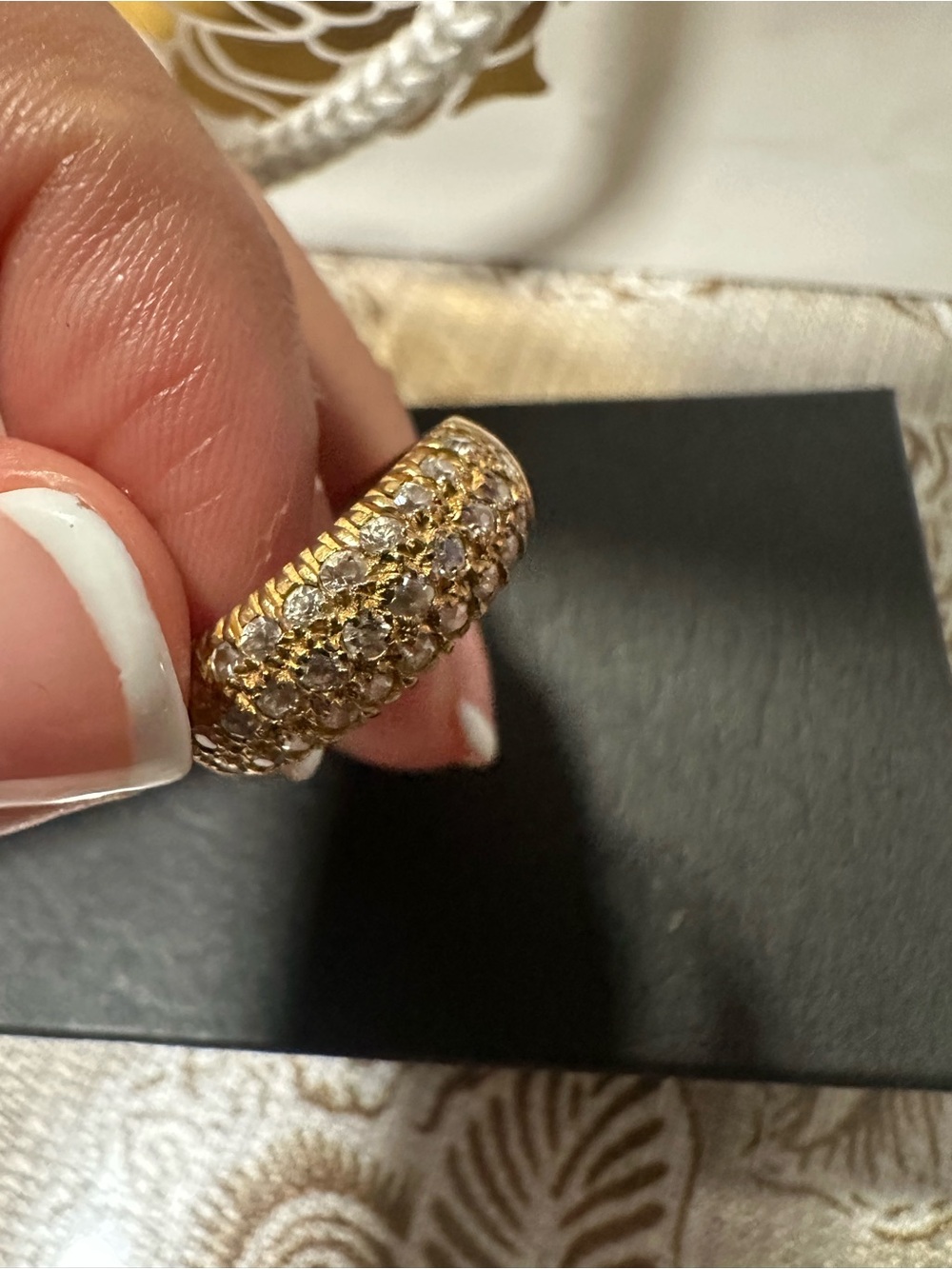 Gold Pave Crystal Dome Ring - Women Jewelry 18 k